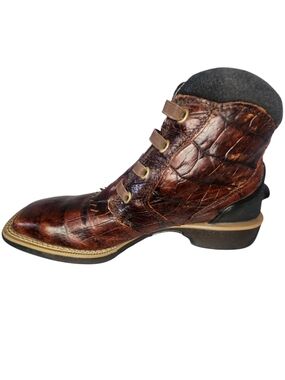 CINCH WRK CROCODILE PRINTS KILTIE BURGUNDY LEATHER WESTERN COWGIRL SIZE  8 B